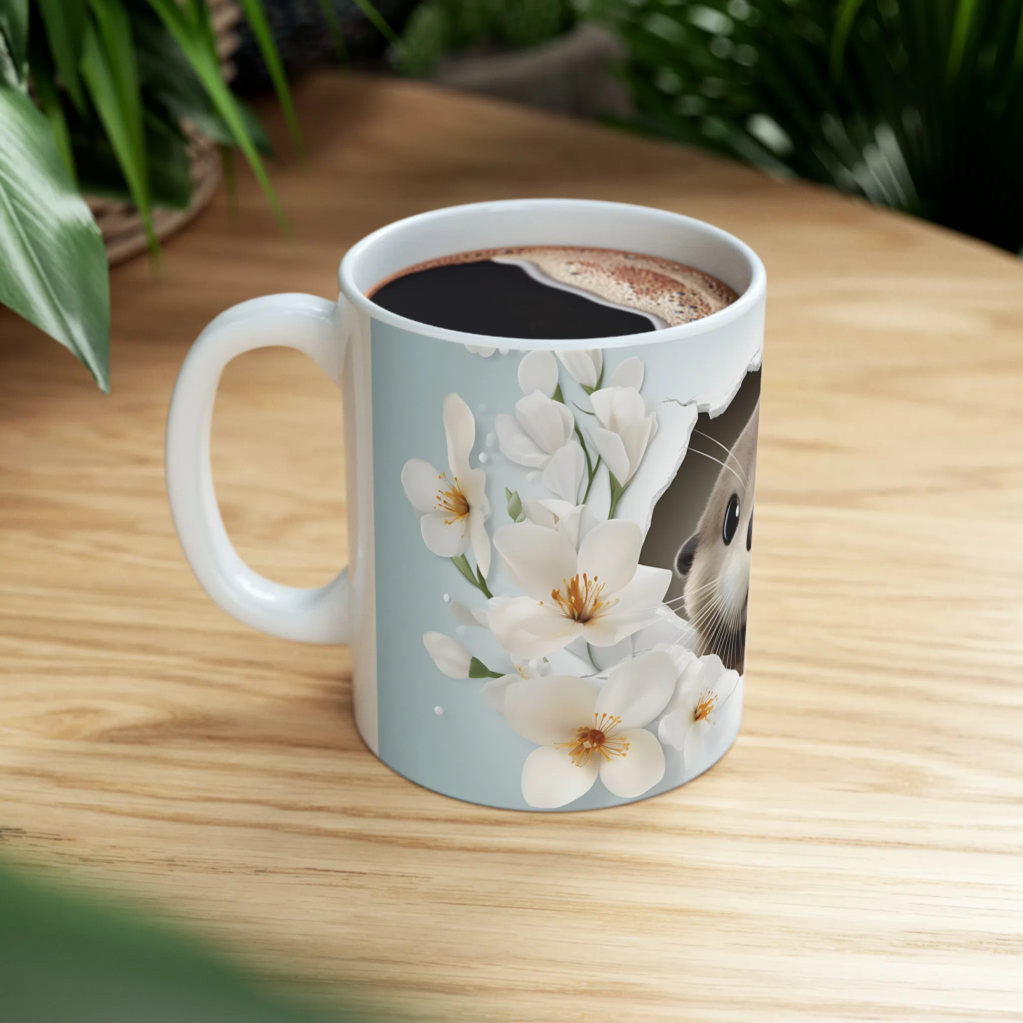 ماگ طرح سه بعدی سمور بین گل ها مدل NM3052 — تصویر 3