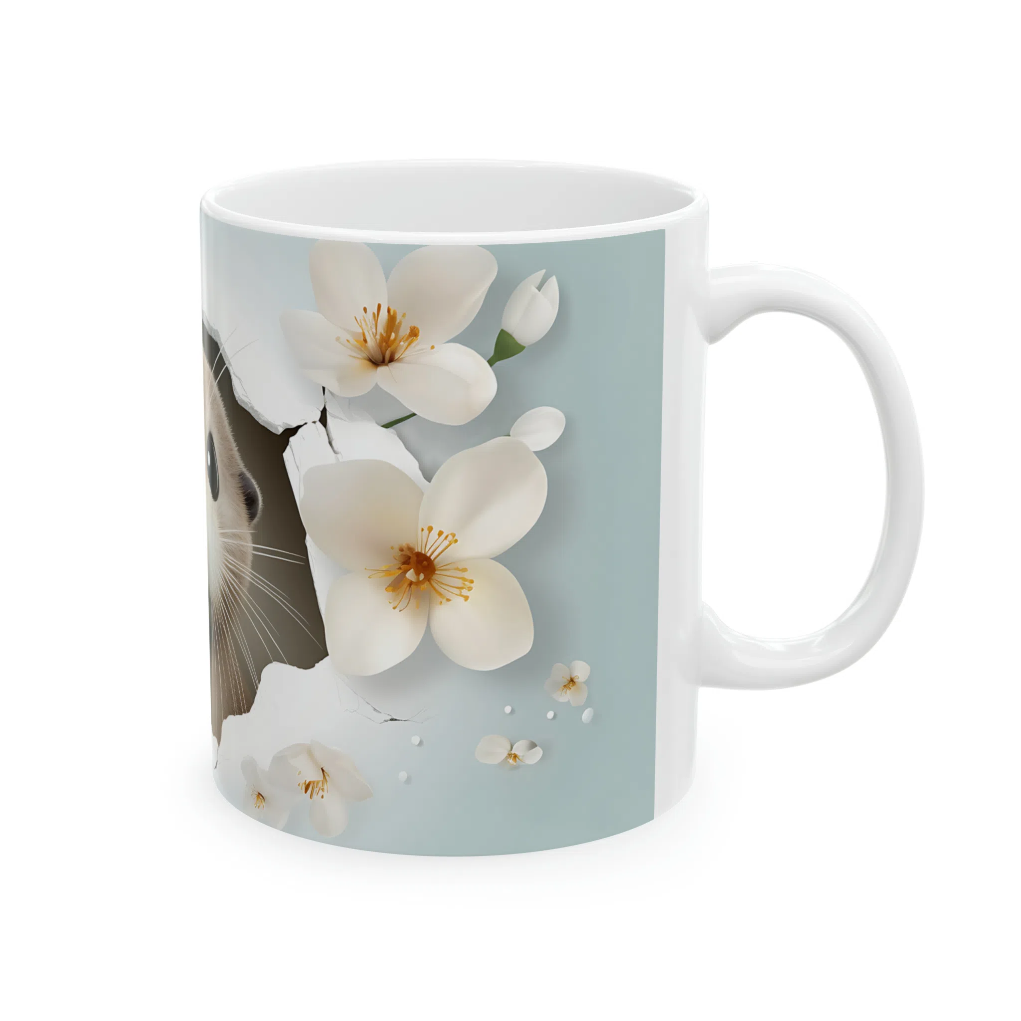 ماگ طرح سه بعدی سمور بین گل ها مدل NM3052 — تصویر 6