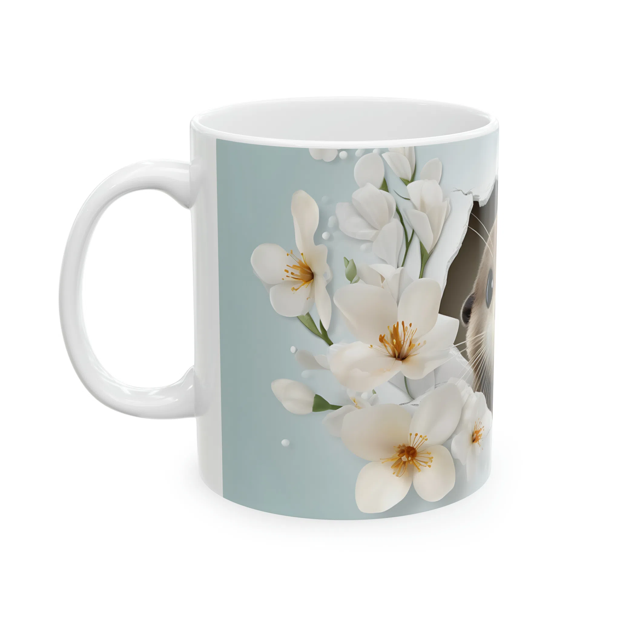 ماگ طرح سه بعدی سمور بین گل ها مدل NM3052 — تصویر 7