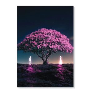 پوستر طرح رویایی درخت صورتی مدل M0026