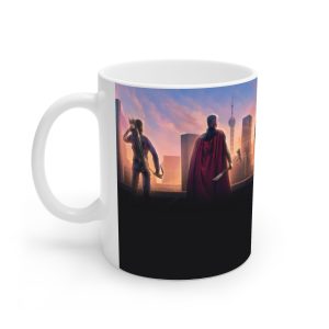 ماگ نورو استور طرح فیلم انتقامجویان Avengers ثور، آیرونمن و کاپیتان آمریکا مقابل افق کد NM10620