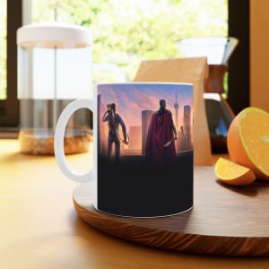 ماگ نورو استور طرح فیلم انتقامجویان Avengers ثور، آیرونمن و کاپیتان آمریکا مقابل افق کد NM10620