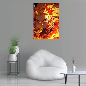 تابلو شاسی نورو استور طرح انیمه شیطان کش هاشیرا آتش رنگوکو کیوجیرو مدل NV1590